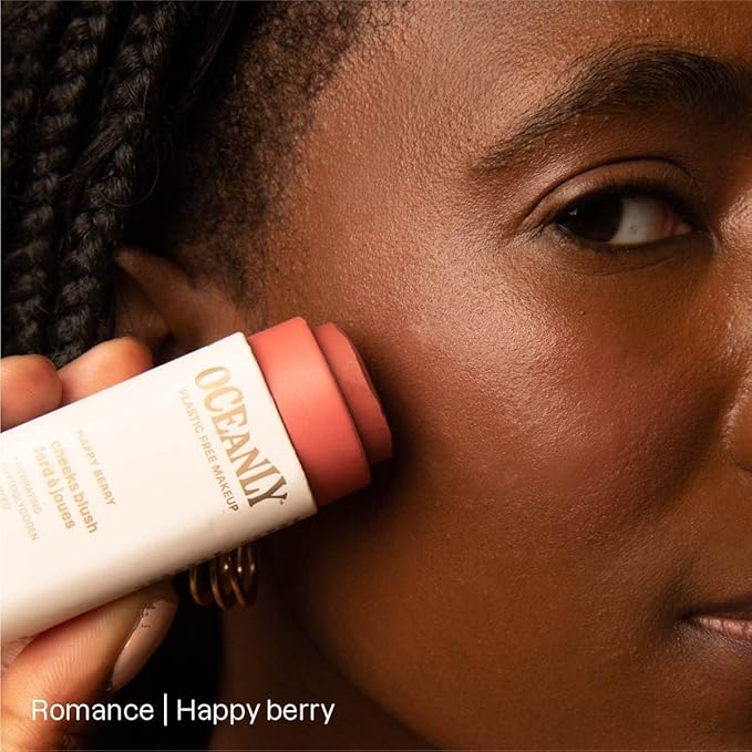 ATTITUDE Oceanly Lightweight Blush Stick, Titanium Dioxide-Free, EWG Verified, Plastic-Free, Vegan & Cruelty-free Makeup, Happy Berry, 0.3 Ounces-Velvo Beauty