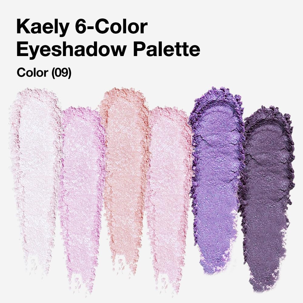 Kaely 6 Colors Mini Purple Eye Shadow Palette Makeup, Matte Shimmer Glitter Violet Lavender Lilac Eyeshadow Palette High Pigmented Waterproof, paleta de sombras de ojos, Vegan & Cruelty-free, 09-Velvo Beauty