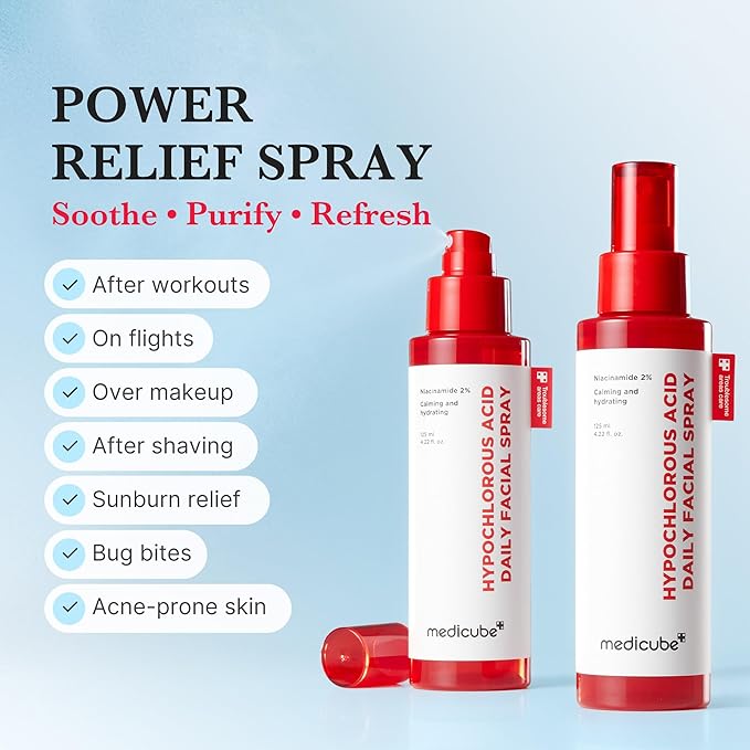 medicube Power Soothing Spray | Hypochlorous Acid Spray For All Skin Types, Delicate Skin | Daily Skin Solution & Post-Sun Care | HOCI Facial Mist for Soothing & Calming | Korean Skincare | 4.22 fl.oz-Velvo Beauty