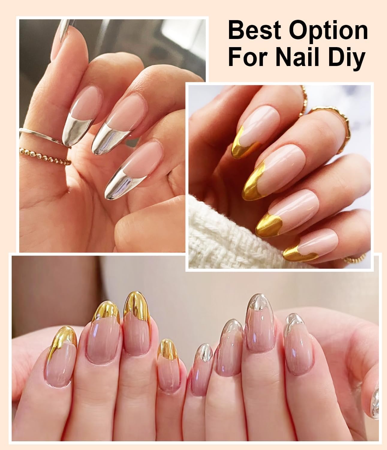 2 Jars Chrome Nail Powder:Mirror Effect Gold Chrome Nail Powder,Metallic Mirror Silver Chrome Powders Decoration for DIY Nail Art,Pigment Holo chrome powder with 4 Eyeshadow Sticks-Velvo Beauty