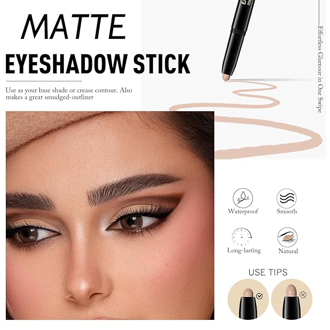 Eyeshadow Stick Matte Eye Brightener Pencil Cream Nude Eye Shadow Base Crayon Long-Lasting Crease-Proof Naked Eyeshadow Blendable High Pigmented Single Eyeliner Makeup for Women, 3 DESERT-Velvo Beauty