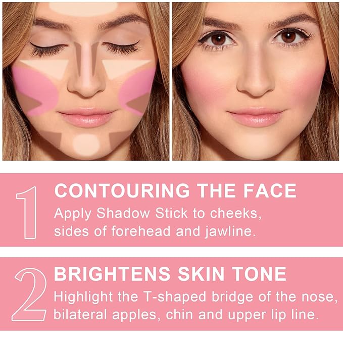 6 Colors Cream Contour Stick Makeup Kit, Shades with Highlighter, Blush and Double-End Bronzer Contour Stick for Sculpt the Cheeks, Long Lasting, Waterproof, Matte & Dewy Finish(SET A)-Velvo Beauty