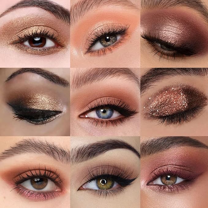 16 Girds Colorful Matte Shimmer Eyeshadow Palette for Eye Makeup,High Pigmented Eye Shadow Primers Powder Palet de sombras de ojos-Glitter Nude#-Velvo Beauty