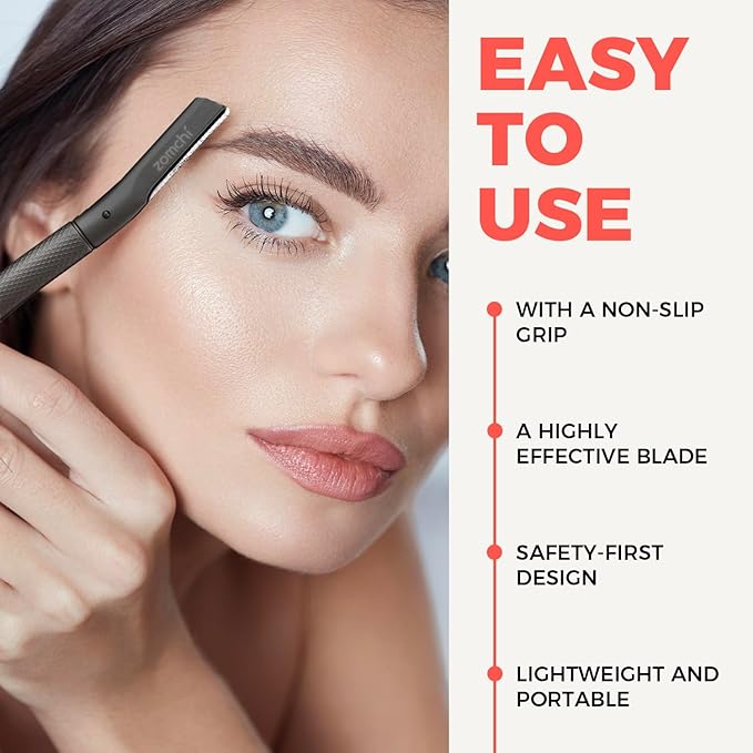 ZOMCHI Eyebrow Razor, Face Razors for Women&Men, Eyebrow Trimmer Shaper with Precision Cover,Facial Shaver with 6 Blades (Black)-Velvo Beauty