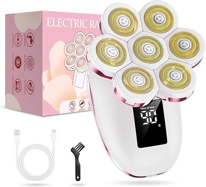 Electric Razors for Women,7D Gifts for Women,Cordless Electric Shaver with Detachable Head Wet/Dry Facial Hair Remover for Legs Painless Water Resistant (Pink)-Velvo Beauty
