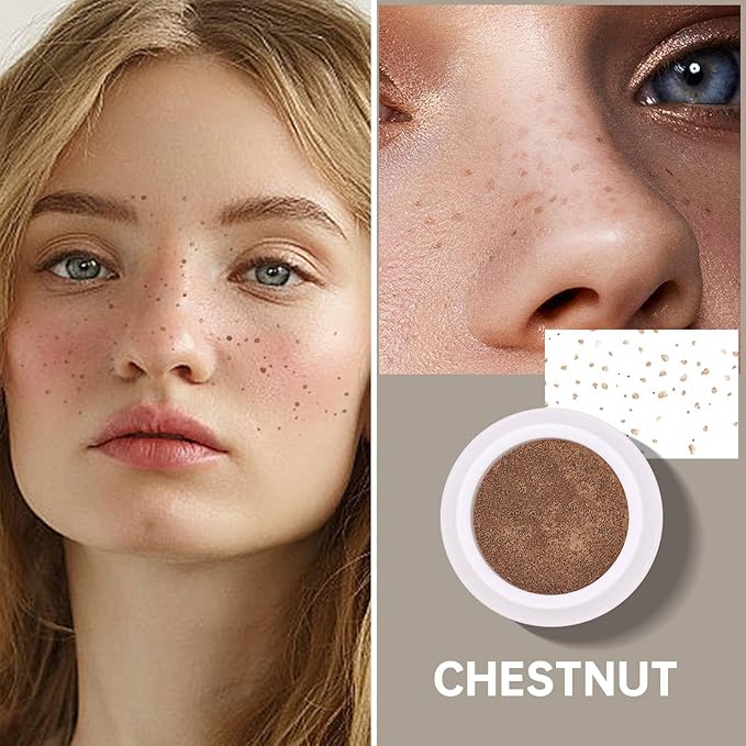 Freckle Stamp Natural Like Freckle Pen Makeup Fake Freckles Cushion Waterproof Long Lasting Quick Dry, Get Sun-kissed Stars Makeup Freckle in One Press, Chestnut, 15g-Velvo Beauty