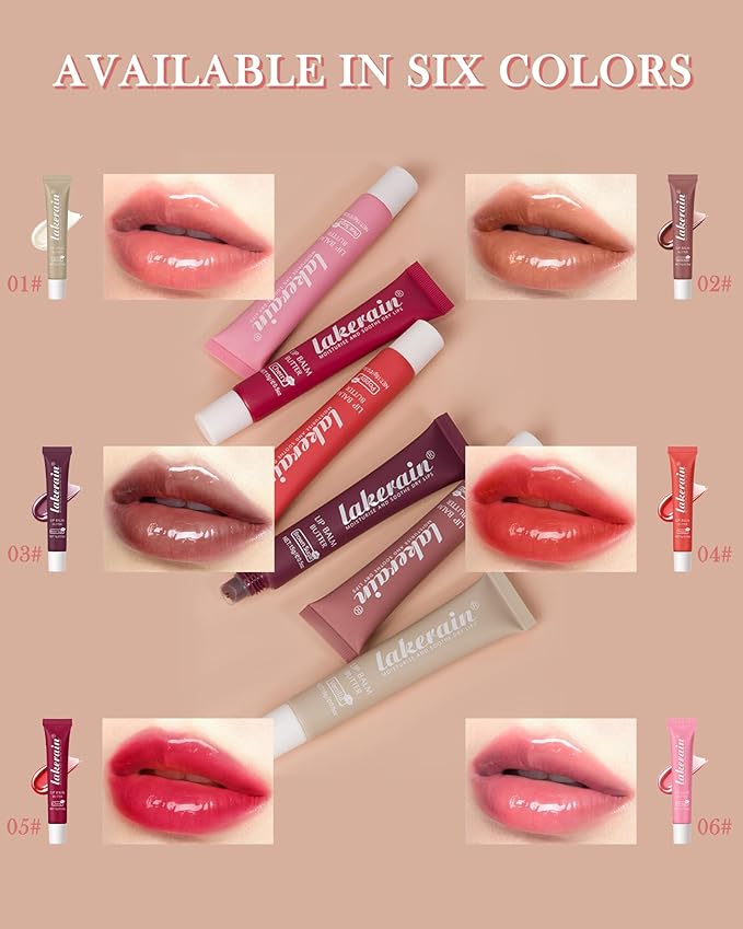 Tinted Lip Butter Balm-3 Colors Vanilla Beige Brown Poppy Pink Sugar Glossier Lip Gloss, Jelly Yummy Lip Stain Balm,Long Lasting Hydrating Non-Sticky Glow Reviver Fat Lip Care Oil for Women-Set B-Velvo Beauty