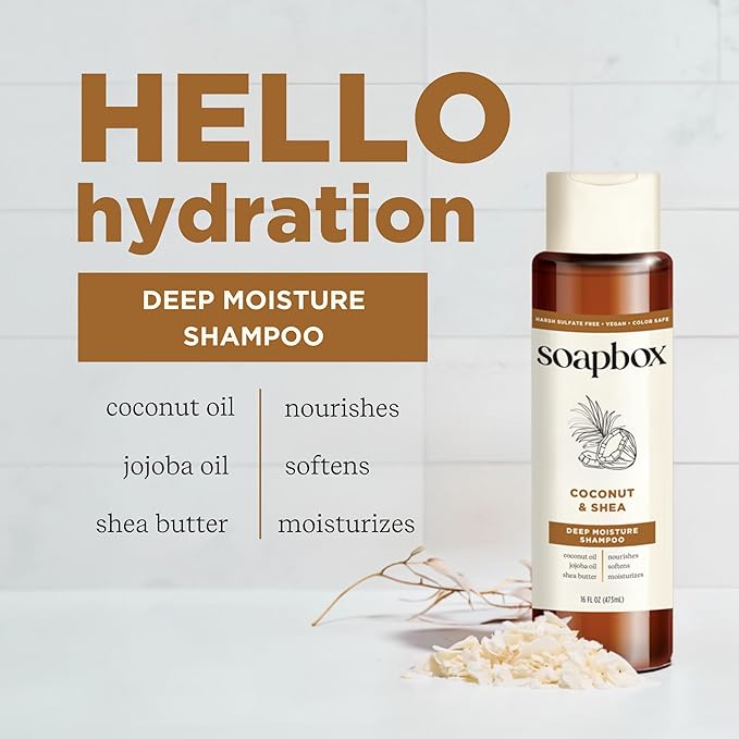 Soapbox Shampoo and Conditioner Set with Coconut Oil, Jojoba Oil, Aloe and Shea Butter to Moisturize and Nourish for All Hair Types, 16 Ounces Each (Pack of 2)-Velvo Beauty