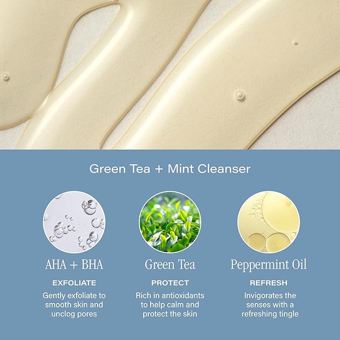SKINN Day & Night Face Wash for Women & Men - Refreshing Green Tea & Mint Infusion, Nourishing Olive & Enzyme Formula - Complete AM/PM Cleanser Set for Hydrated-Velvo Beauty