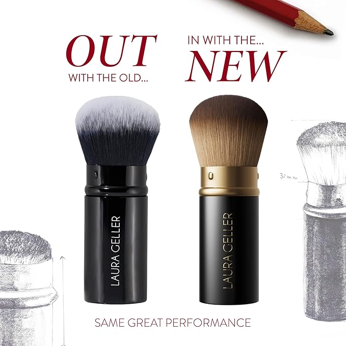 LAURA GELLER NEW YORK Retractable Airbrush Kabuki Brush for All Face Makeup & Foundation for Liquid, Cream and Powder Face Makeup With Aluminum Handle-Velvo Beauty