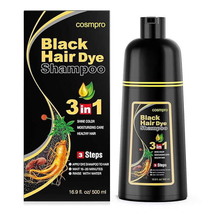 Black Hair Dye Shampoo 3 in 1 for Women/Men for Gray Coverage Instant Hair Color Shampoo Semi Permanent Champu Para Cana-Velvo Beauty