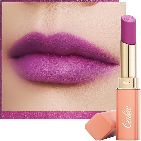 Oulac Violet Soft Matte Lipstick| Lipstick & Blush Duo| Velvet Smooth Lip Stick| Highly Pigmented & Misty Texture| Full Coverage Lip Stains Enriched with Rose Oil| Vegan & Clean Beauty| Y11-Velvo Beauty