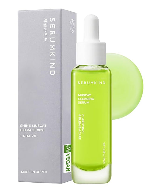 SERUMKIND Muscat Discoloration Correcting facial serum - 1fl oz - Blemishes & blackhead remover - Vegan Not Tested on Animals - Korean Skin Care - PHA Redness Relief and Exfoliating-Velvo Beauty