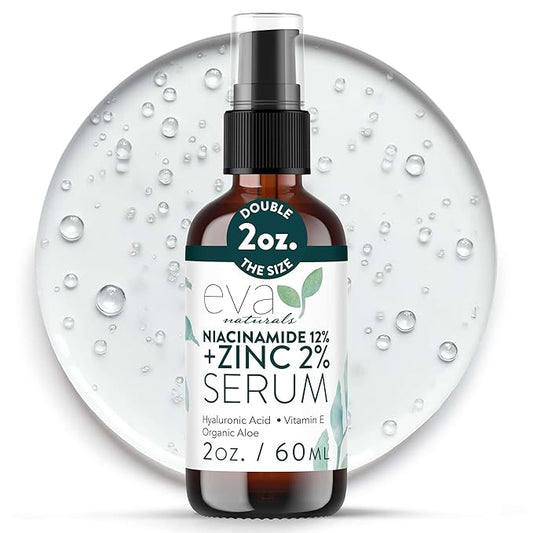 Eva Naturals Niacinamide 12% + Zinc Serum for Face – Dark Spot Remover, Pore Minimizer, Redness Relief, Hydrating Vitamin B3 with Botanical Hyaluronic Acid, Anti-Aging Facial Serum for Clear Skin-Velvo Beauty