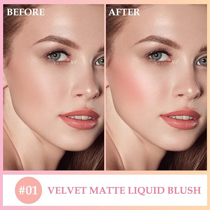 Boobeen Liquid Blush Velvet Cream Blush Makeup Matte Soft Gel Face Blush Makeup for Cheeks, Lightweight Blendable Liquid Blush Stick, Long-lasting Smooth Natural Blush Color-Velvo Beauty