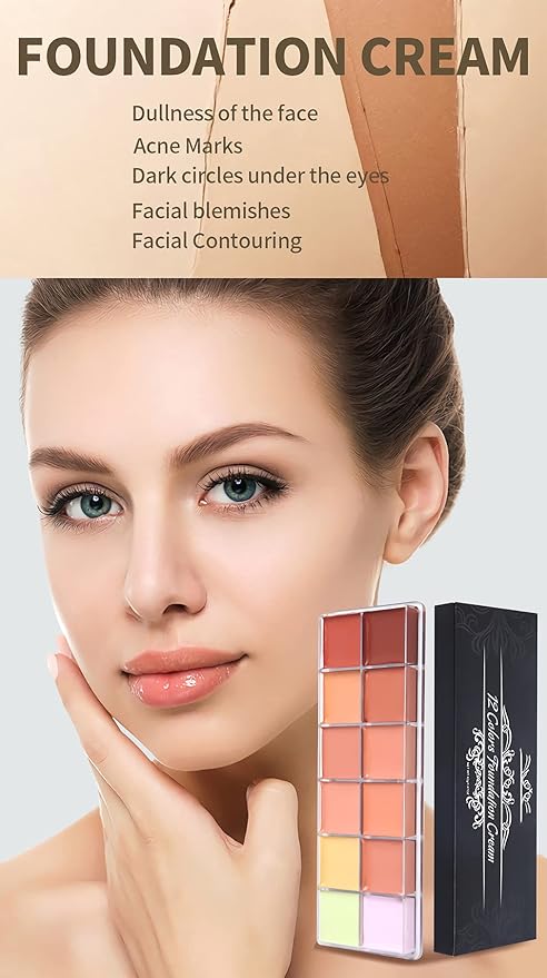 12 Color Correcting Concealer Palette, Cream Color Corrector Contour Makeup Palette,Contouring Foundation Highlighting Concealer Palette for Conceals Dark Circles, Redness, Acne, Blemish-Velvo Beauty