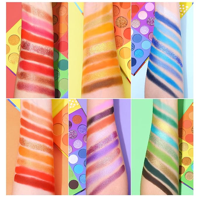 UCANBE 54 Colors Splashy Candies Eyeshadow Palette + 15pcs Makeup Brush Set, Highly Pigment Matte Metallic Shimmer Glitter Eye Shadow Bright Color Long Lasting Waterproof Easy Blending Make Up Pallet-Velvo Beauty