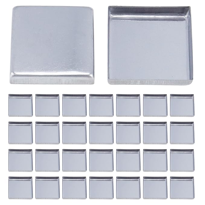 Pack of 30 Empty Square Metal Pans 26mm Eyeshadow Palette Pans Replacement for Magnets Makeup Palettes (3mm Height)-Velvo Beauty