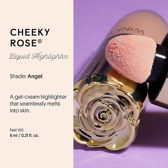 Winky Lux Cheeky Rose Liquid Highlighter, Gel Cream Blush Wand, Blendable & Buildable Pigment, Long Lasting Weightless, Angel-Velvo Beauty
