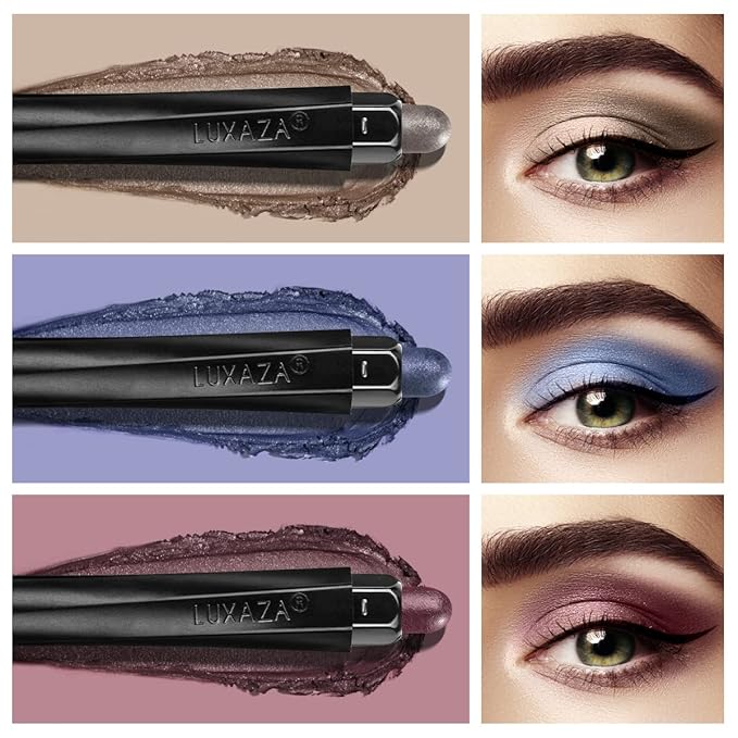 3PCS Cream Eyeshadow Sticks, Neutral Metallic Makeup Pencil For Eyes, Eye Brightener Highlighter, Waterproof & Long Lasting Eye Shadow Stick And Eyeliner Set-Velvo Beauty