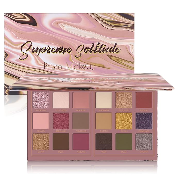 Prism Makeup Matte Eyeshadow Palette Pro 18 Colors Pigmented Shimmer Glitter Eye Shadow Palette, Blendable Long Lasting Waterproof Makeup Cosmetics Halloween Makeup Kit (02# Solitude)-Velvo Beauty