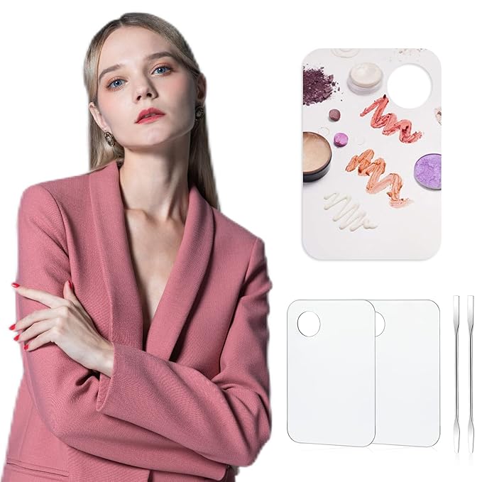 2PCS Acrylic Cosmetic Palette with 2PCS Spatula Tool,Makeup Palette Mixing Tray Apply for Foundation Eye Shadow Lipsticks Nail Art Professional Pigment Blending-Velvo Beauty