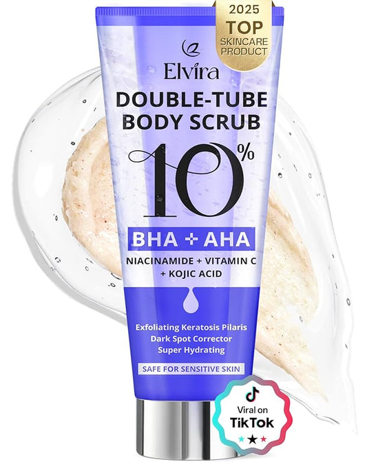 Elvira KP Bump Eraser Foot & Body Scrub, Exfoliating Scrub for Keratosis Pilaris, Smooth Skin with 10% AHA BHA & Niacinamide, Deep Moisturizing Cleanser for All Skin Types, Exfoliante para el Cuerpo-Velvo Beauty