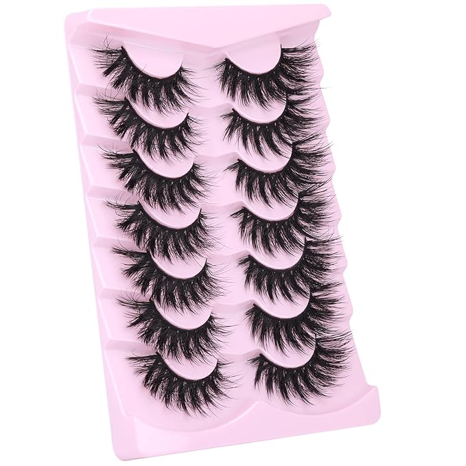 Lashes Flat Faux Mink Eyelashes 20mm Long False Eyelashes Dramatic Cat Eye Eyelashes Wispy 3D Crossed Thick Fox Eyelashes Extensions Strip Lashes Pack by Kiromiro-Velvo Beauty