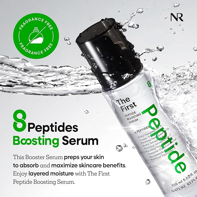 Nature Republic The First Peptide Boosting Serum, 8 Peptides, Niacinamide & Triple Hyaluronic Acid Complex,17 Amino acids,for All Skin Types, Korean Skin Care150ml/5.07 fl oz-Velvo Beauty