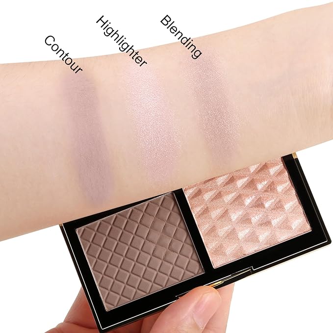 Boobeen 2 in 1 Contour Makeup Palette Highlighter Face Bronzer and Shimmer Contour Palette Makeup Kit, Sculpting Contouring Powder Palette Blendable-Velvo Beauty