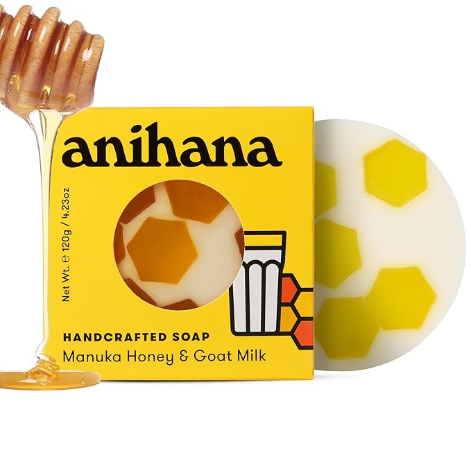 ANIHANA Handcrafted Natural Soap with Coconut Oil, Gentle Cleansing, Paraben Free, Refreshing Manuka Honey & Goat Milk Scent, 4.23 oz-Velvo Beauty