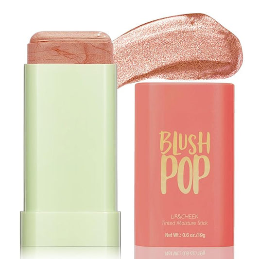Highlighter Makeup Stick - Blush Highlighters Makeup Stick for Face & Body, Natural Silky Shimmer Highlight, Bendable Long Lasting Highlighter Wand, Cream Korean Highlighter (Soft Pink)-Velvo Beauty