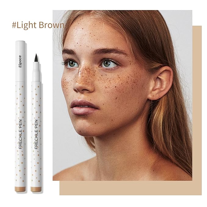 Freckle Pen 2 Colors Waterproof Long Lasting Quick Dry Small Spot Natural Like Face Freckle Makeup Pen, Dark Brown and Light Brown, Upgrade Design-Velvo Beauty