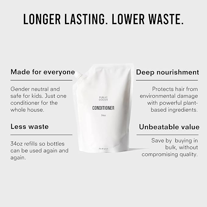 Public Goods Conditioner for Women & Men | Natural Conditioner to Protect & Moisturize Dry Hair | Made with Organic Essential Oils | Sulfate & Paraben Free | Vegan Friendly | 34 Fl Oz Refill-Velvo Beauty
