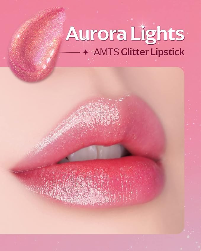 AMTS Tinted Lip Balm Duo - Aurora Lights & Crystal Lights | Hydrating Glitter Lipstick | Pearl Shimmering Daily Lip Makeup for dry, cracked, chapped lips | korean beauty Moisture Lip Tint-Velvo Beauty