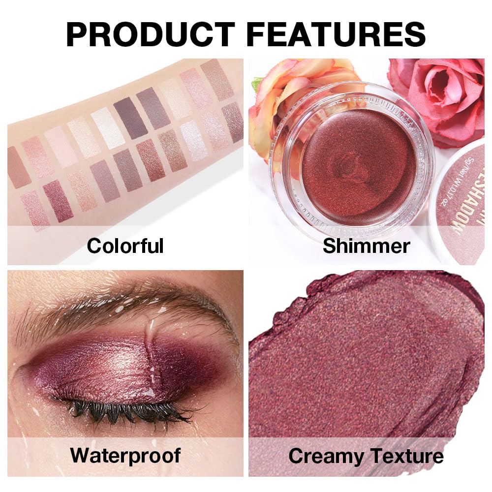 Cream Glitter Orchid Shimmer Metallic Eyeshadow Palette Makeup, Natural Single Mini Instant Holographic Eyeshadow For Women, Sombras Crema Para Ojos, Talc, Paraben & Cruelty Free, 26-Velvo Beauty