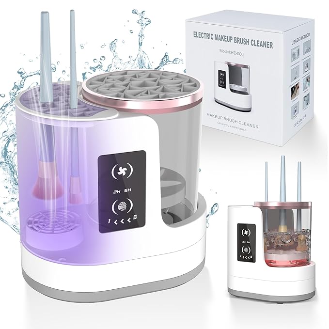 3 IN 1 Electric Makeup Brush Cleaner Machine With Makeup Brush Dryer-Holder-Portable Automatic USB Cosmetic Brushes Cleaner Tool for All Size Beauty Makeup Brush Set,Contour, Eyeshadow, Blush Brush-Velvo Beauty