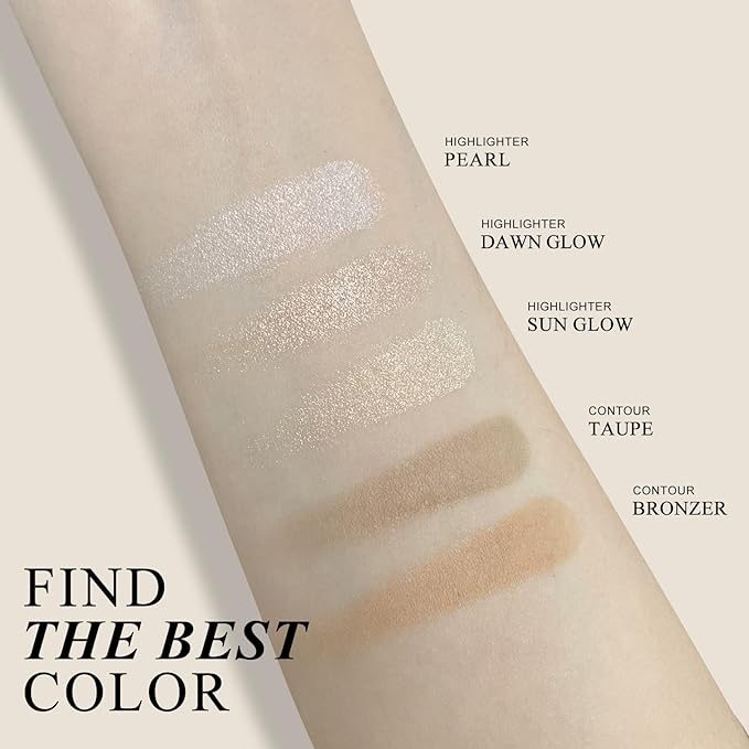 KYDA Face Highlighter Palette, High Glossy Face Illuminator Palette, Narutal Glow Finish, Pearl Shimmer Smooth Baked Powder, Lasting Sparkling Highlighter Makeup-SUN GLOW-Velvo Beauty