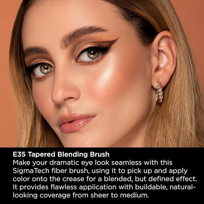 Sigma Beauty Professional E35 Tapered Blending Brush – Professional Eyeshadow Brush for Precision Eyeshadow Blending, Softens Dramatic Edges & Harsh Lines for a Well Blended Effect (1 Brush)-Velvo Beauty
