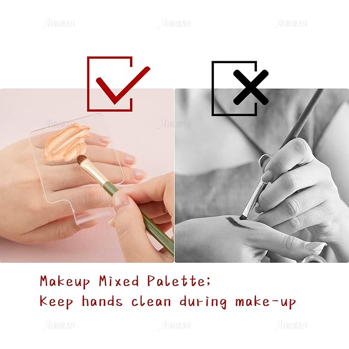 AUEAR, 3 Pack Professional Makeup Hand-held Palette Makeup Mixing Tray Clear Acrylic Nail Art Manicure or Foundation Eye Shadow Cremes Powders and Cosmetics-Velvo Beauty