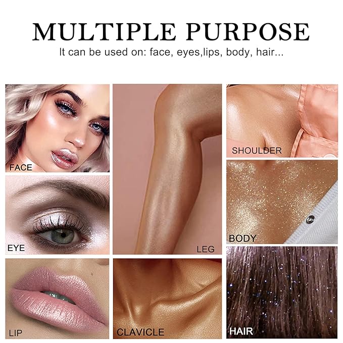 Erinde White Silver Face Highlighter Makeup Palette, Shimmer Glitter Highlighter Powder for Face Body, Natural Glossy Highlight Makeup Illuminator Highlighter Palette, Long-Lasting, Lightweight, 01#-Velvo Beauty