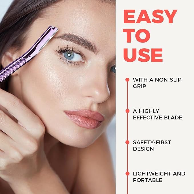 ZOMCHI Eyebrow Razor, Face Razors for Women&Men, Eyebrow Trimmer Shaper with Precision Cover, Facial Shaver with 6 Blades (Purple)-Velvo Beauty