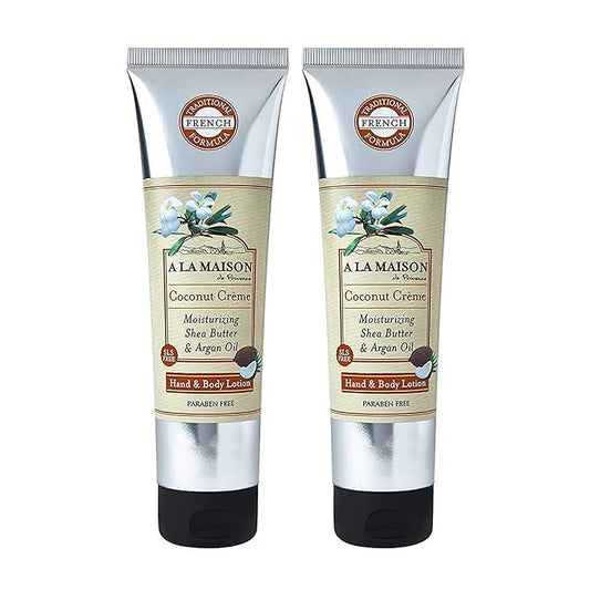 A LA MAISON Moisturizing Lotion, Coconut Creme - Uses: Hand and Body, Argan Oil, Pure Shea Butter, Essential Oils, Plant Based, Cruelty-Free, SLS and Paraben Free-Velvo Beauty