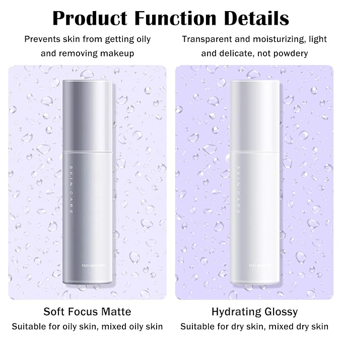 2PCS Makeup Setting Spray for Face,Waterproof Setting Spray for Makeup,Long Lasting Oil Control Finishing Holding Face Mist,Refreshing Hydrating Glossy and Matte Fixing Facial Mist Make Up Set A4-Velvo Beauty