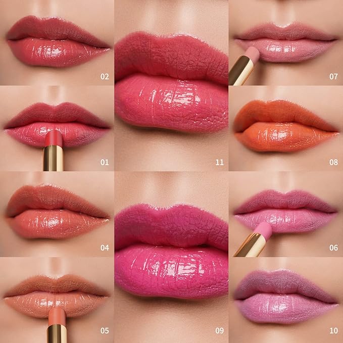 Oulac Coral Peach Red Lipstick for Women - Moisturizing Lip Stick Red, Glossy Tinted Lip Balm, Sheer Shine Juicy Finish, Lightweight and Hydrating Formula for Dry Lip Care, Vegan 2.2g/0.07oz (04)-Velvo Beauty
