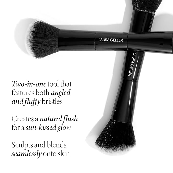 LAURA GELLER NEW YORK Dual-Ended Blush + Bronzer Brush - Blush Bronzer Contour Face Makeup Brush-Velvo Beauty