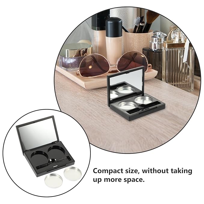 Empty Magnetic Eyeshadow Makeup Palette with 2Pcs Round Metal Pans,Magnetic Makeup Palette, Empty Makeup Palette,Aluminum Blush Empty Magnetic Eyeshadow Case,Customizable Beauty Organizer-Velvo Beauty
