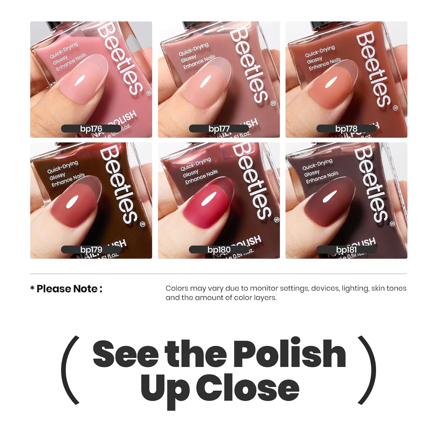 Beetles Jelly Nail Polish Set, 6 Colors Sheer Pink Nail Polish Long Lasting & Quick Dry Clear Jelly for Women, Pink Nail Strengthener Polish for Salon DIY Manicure Set-Velvo Beauty