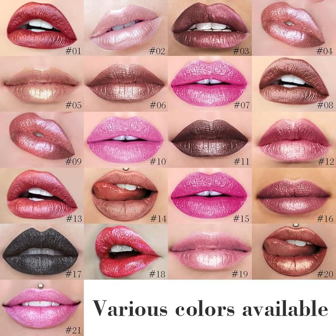evpct Warm Pink Metallic Glitter Lip Liner and Lipstick Combo Lip Gloss Stain Set Makeup for Women Long Lasting Waterproof 24, Baby Pink Metallic Shimmer Frosted Iridescent Glossy Liquid Lipstick 12-Velvo Beauty