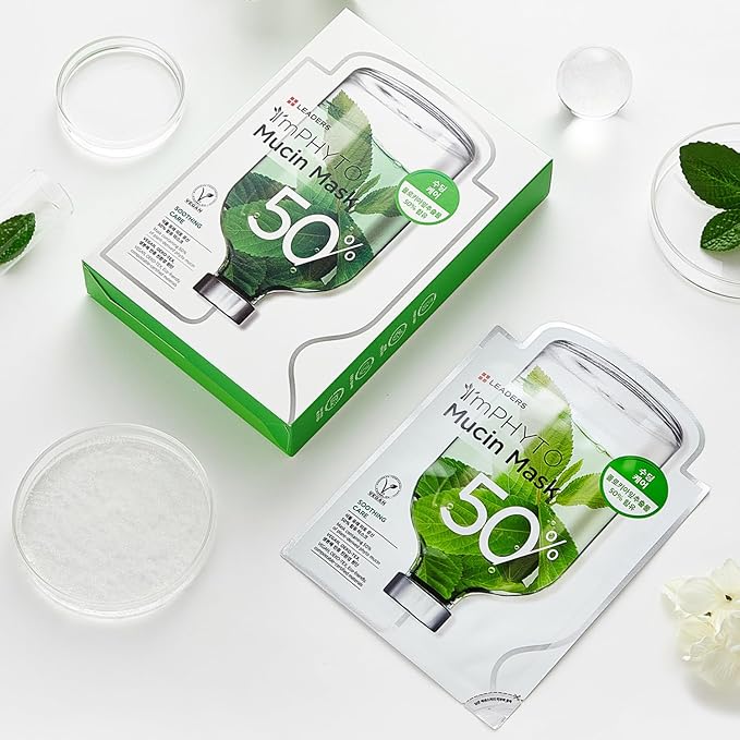 I'MPHYTO Leaders Facial Mask 10 Sheet Mucin Vegan Mask | Soothing Care & Hydrating Skin Care | Natural Plant-Based Ingredient | Certified Vegan | Natural Cellulose Sheet-Velvo Beauty
